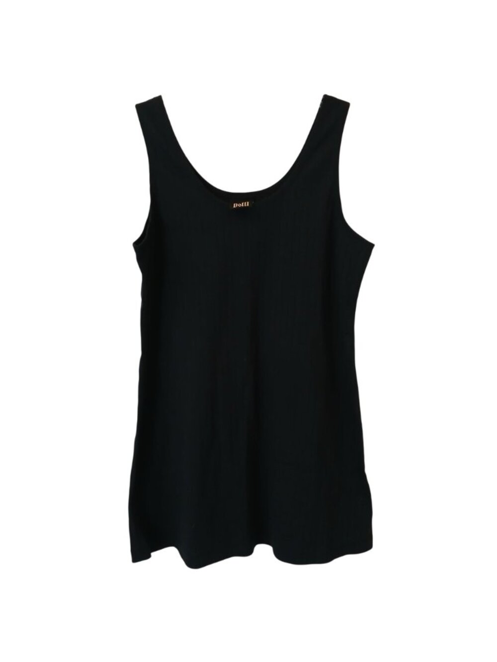 Dotti Black Sleeveless Size Large Tank Dress / Coverup Cotton Blend Ribbed #D-20 - Picture 8 of 8